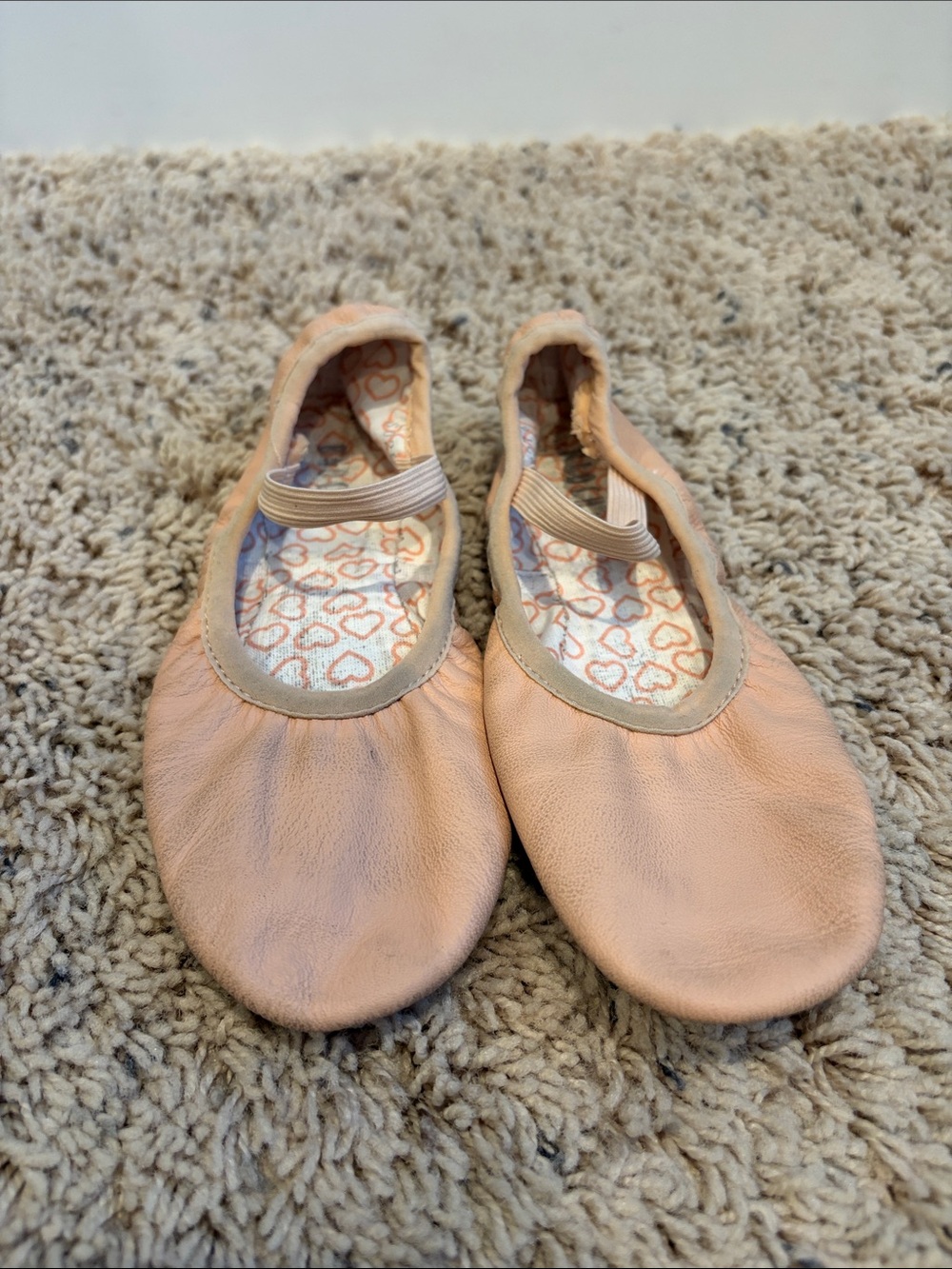 Bloch Kids Pink Ballet Slippers with Heart-Print Insole